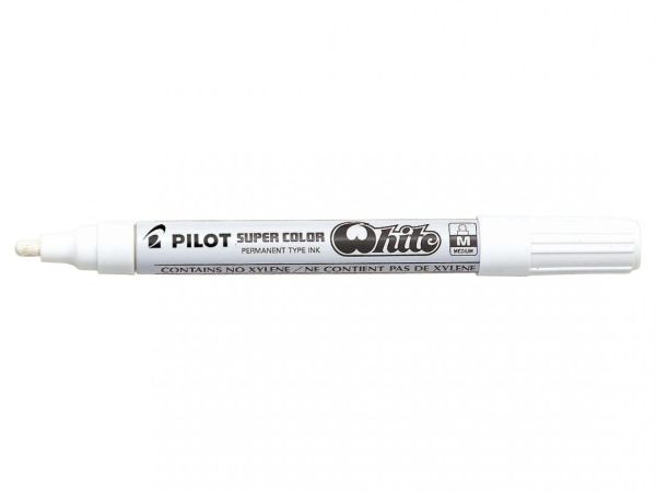 BOITE DE 12 MARQUEURS PERMANENTS PILOT SUPER COLOR MULTI-SURFACES - BLANC - POINTE MOYENNE